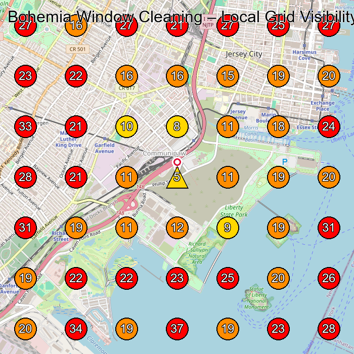Bohemia Window Cleaning GeoGrid visibility map for Window Cleaning Service in None
